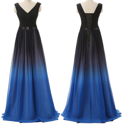 Lovely Black And Blue Handmade Gradient Prom Dresses 2016, Prom Dresses, Long Prom Dresses,PD3900320