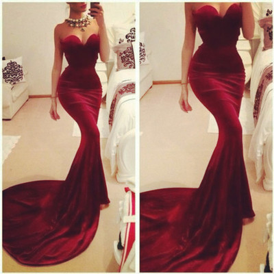 Sexy Sweetheart Mermaid Handmade Wine Red Prom Dress 2016, Burgundy Prom Gowns, Evening Gowns,PD3900321