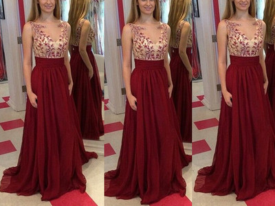 High Quality Handmade Burgundy Straps Prom Dresses 2016 With Lace Applique, Prom Dresses 2016, Prom Dresses,PD3900323