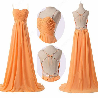 Cute orange cross back long straps prom dress, cute prom dresses, party dresses 2016,pd3900327 - Thumbnail 1
