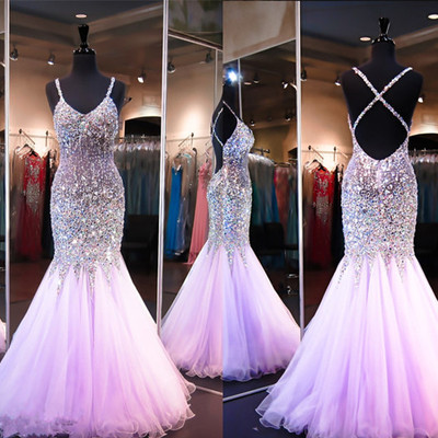 Sparkly mermaid prom dresses,with straps prom dresses,tulle prom dresses,backless prom dresses,lace prom dresses,long prom dresses,pd3900351