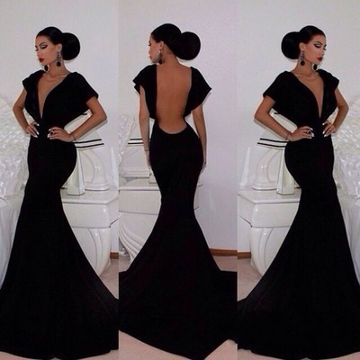 Largos Sexy Long Prom Dresses,Deep V-Neck Prom Dresses,Cap Sleeve Prom Dresses,Backless Prom Dresses,Dresses For Prom,PD3900355