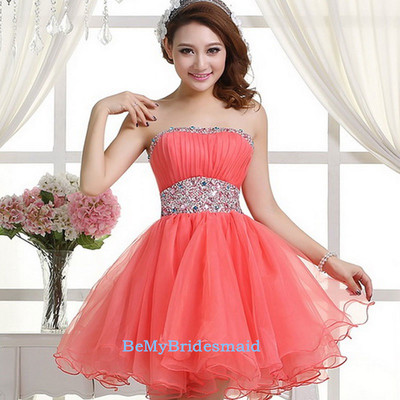 Adorable Organza Sweetheart Handmade Short Prom Dresses, Cute Homecoming Dresses, Short Party Dresses
