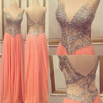 Elegant Prom Dresses,Long Sequin Prom Dresses,V-Neck Prom Dresses,Backless Prom Dresses,Cheap Prom Dresses, 2016 Prom Dresses,PD3900359