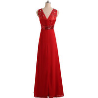 Largos Red Sequins Prom Dresses,V Neck Prom Dresses,Chiffon Prom Dresses,Floor Length Prom Dresses,PD3900368 - Thumbnail 1