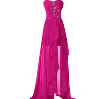 Sweetheart High Low Bridesmaid Dresses,Strapless Bridesmaid Dresses,Chiffon Bridesmaid Dresses,Side Slit Evening Dresses,Long Prom Gowns,PD3900366 - Thumbnail 1