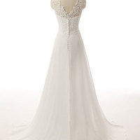 Elegant V Neck Prom Dresses,Applique Prom Dresses,Chiffon Prom Dresses,Floor Length Prom Dresses,Prom Gowns,PD3900371 - Thumbnail 1