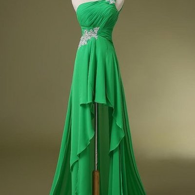 Classy one shoulder prom dresses,high-low prom dresses,beading prom party dresses,pd3900375