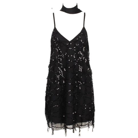 Black Sparkle Sequined Elegant Tassels Dress 