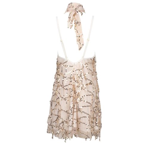 Gold Sparkle Sequined Elegant Tassels Dress 