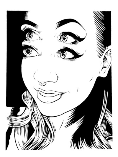 original pen and ink - 4 eyed meg