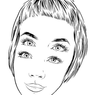 Original pen and ink - 4 eyed naomi