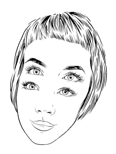 original pen and ink - 4 eyed naomi