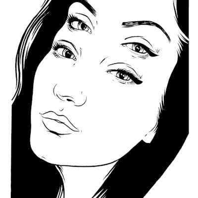 Original pen and ink - 4 eyed haley