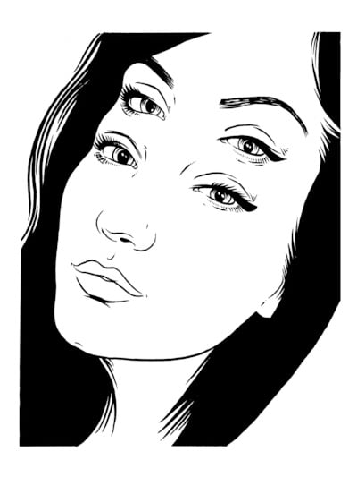 original pen and ink - 4 eyed haley