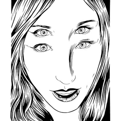 Original pen and ink - 4 eyed crystal