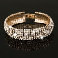 7-Layer Rhinestone Bangle - Multilayer Bracelet in Silver or Gold tones - Bridal Jewelry -  - Thumbnail 1