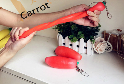 Carrot Stretchy  Fruit Squeeze Toy Charm