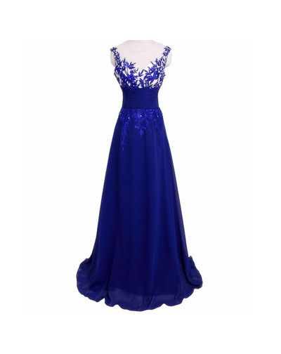 Elegant Full-length Evening Dresses,Illusion Neck Floral Evening Dresses,Chiffon Evening Dresses,PD3900384