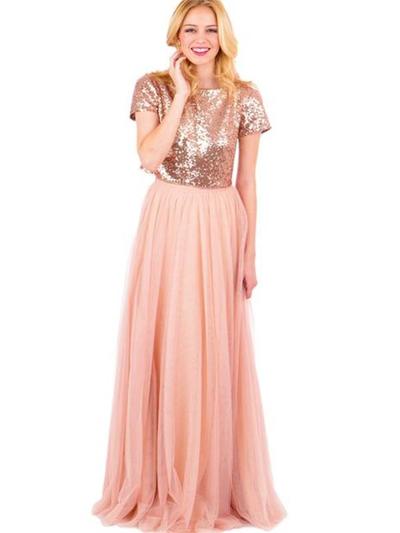 Scoop Bridesmaid Dress,Cap Sleeves Bridesmaid Dress,Sequined Custom Long Bridesmaid Dress, Wedding Party Dresses,PD3900422