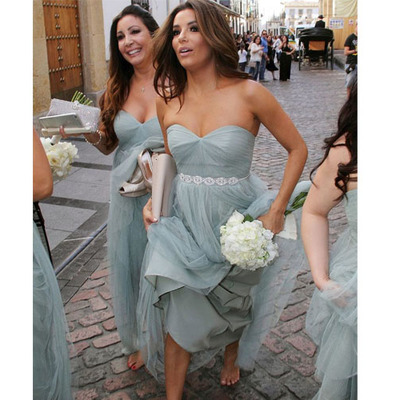 Long tulle cheap bridesmaid dress, sweetheart gray blue popular bridesmaid dress,pd3900435 - Thumbnail 1