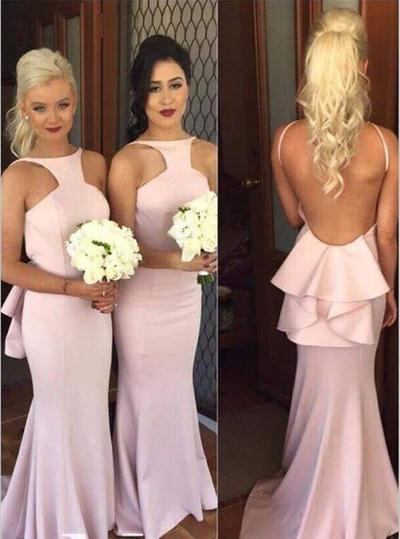 Mermaid Backless Custom Bridesmaid Dress, Long Pink Bridesmaid Dress, Wedding Party Dresses,Party Dress,PD3900436