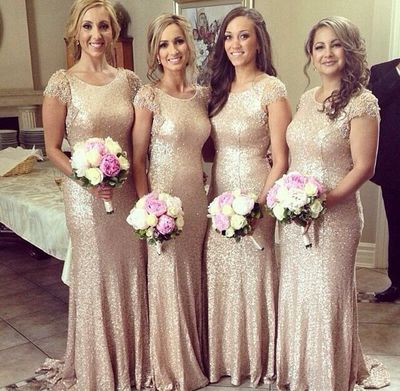 sparkle bridesmaid dress, long bridesmaid dress, champagne sequin bridesmaid dress, lace sleeves bridesmaid dress, PD3900439