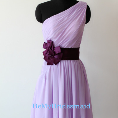 Elegant handmade chiffon lavender short bridesmaid dresses, short prom dresses, party dresses