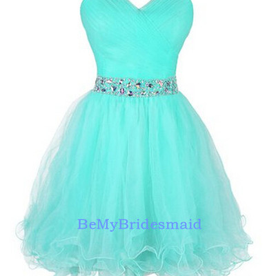 Lovely handmade short tulle sweetheart prom dress with beadings, homecoming dresses, party dresses