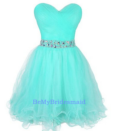 Lovely Handmade Short Tulle Sweetheart Prom Dress with Beadings, Homecoming Dresses, Party Dresses
