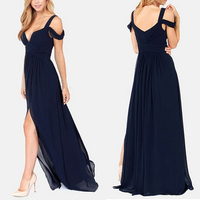 Long Navy Blue bridesmaid dress, Chiffon Simple Bridesmaid Dress, Wedding Party Dresses,Bridesmaid Dresses,Bridal Gowns ,PD3900456 - Thumbnail 1