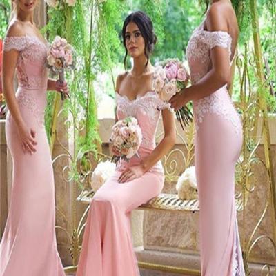 Long pink mermaid bridesmaid dress,off shoulder bridesmaid dress,wedding party dresses,bridesmaid dresses,pd3900459 - Thumbnail 3