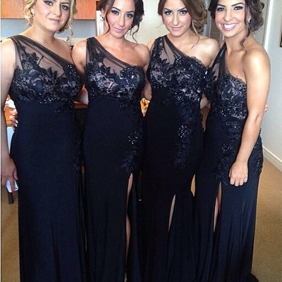 Navy blue bridesmaid dresses, lace bridesmaid dresses, long bridesmaid dresses, one shoulder bridesmaid dresses, cheap bridesmaid dresses ,pd3900465 - Thumbnail 2