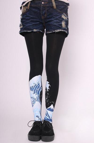 Sea Waves Pattern Leggings