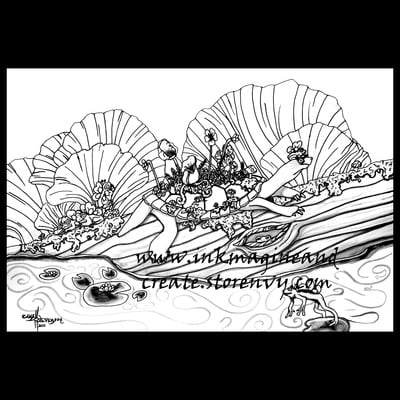 Coloring Poster: Fairy Frogs