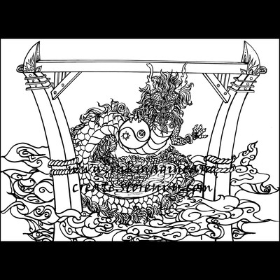 Coloring Poster: Dragon's gate