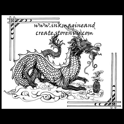 Coloring poster: bonzai dragon