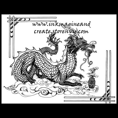 Coloring Poster: Bonzai Dragon