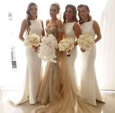 long bridesmaid dress, white bridesmaid dress, cheap bridesmaid dress, modest mermaid bridesmaid dress,PD3900481