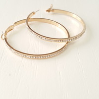 Rhinestone Hoop Earrings  - Thumbnail 1