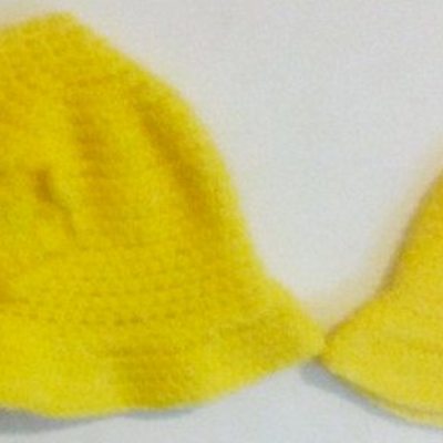 mother & toddler daughter crochet wide brimmed hat with flower