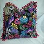 Large Sugar Skull with Red Pom-Poms Decorative Pillow-1