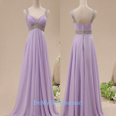 Pretty simple chiffon handmade lavender long prom dresses, prom dreses 2017, lavender party dresses