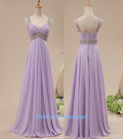 Pretty Simple Chiffon Handmade Lavender Long Prom Dresses, Prom Dreses 2017, Lavender party Dresses