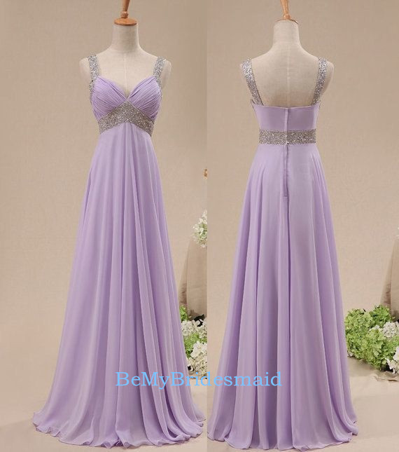 Pretty Simple Chiffon Handmade Lavender Long Prom Dresses, Prom Dreses 2017, Lavender party Dresses