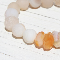 Peach Botswana Agate Druzy beaded bracelet - Thumbnail 2