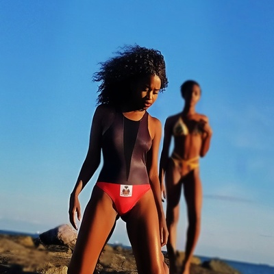 Bluered mesh swimsuit 