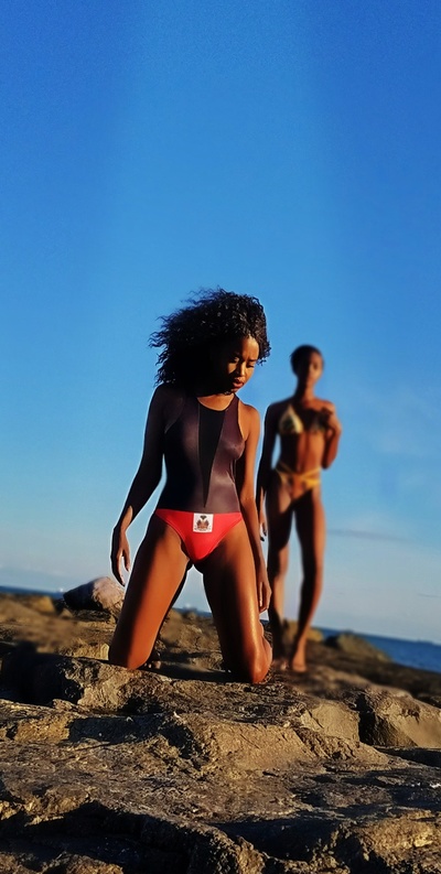 BlueRed Mesh Swimsuit 