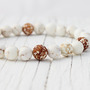 Leopard Agate White Turquoise bead bracelet / brown white tan cream / rustic earthy natural-1