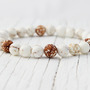 Leopard Agate White Turquoise bead bracelet / brown white tan cream / rustic earthy natural-2